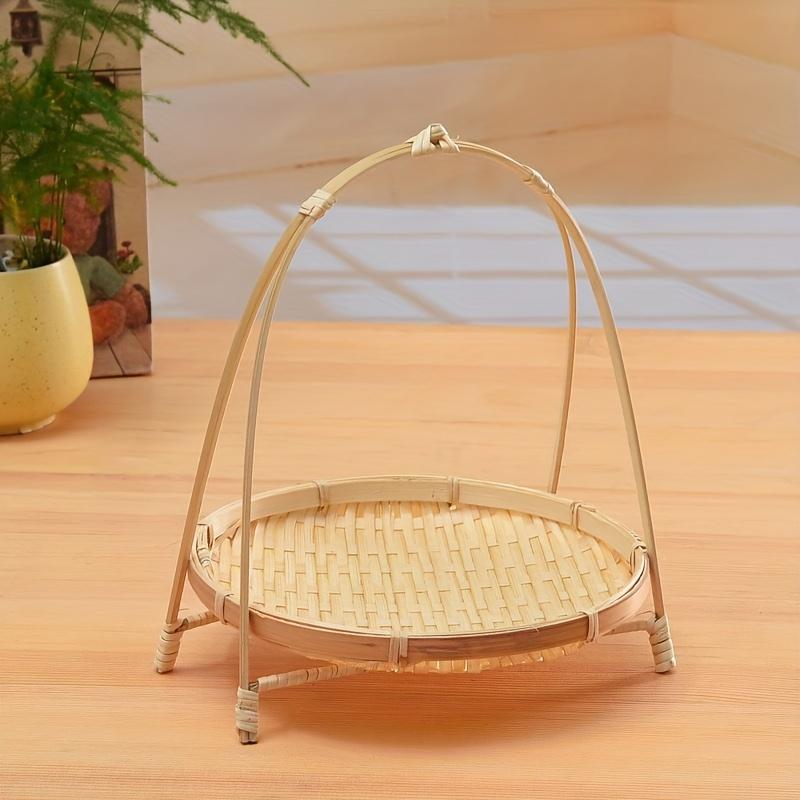 1/2pack Multilayer Bamboo Woven Basket with Handle Fruit Snacks Pastry Tray Versatile Storage for Party Picnic Baking Decor Rack