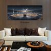 1pcs Mecca Holy Temple Night Scene Decoration Painting Islamic Culture Canvas Hanging Painting Religious Theme Home Wall Decorat