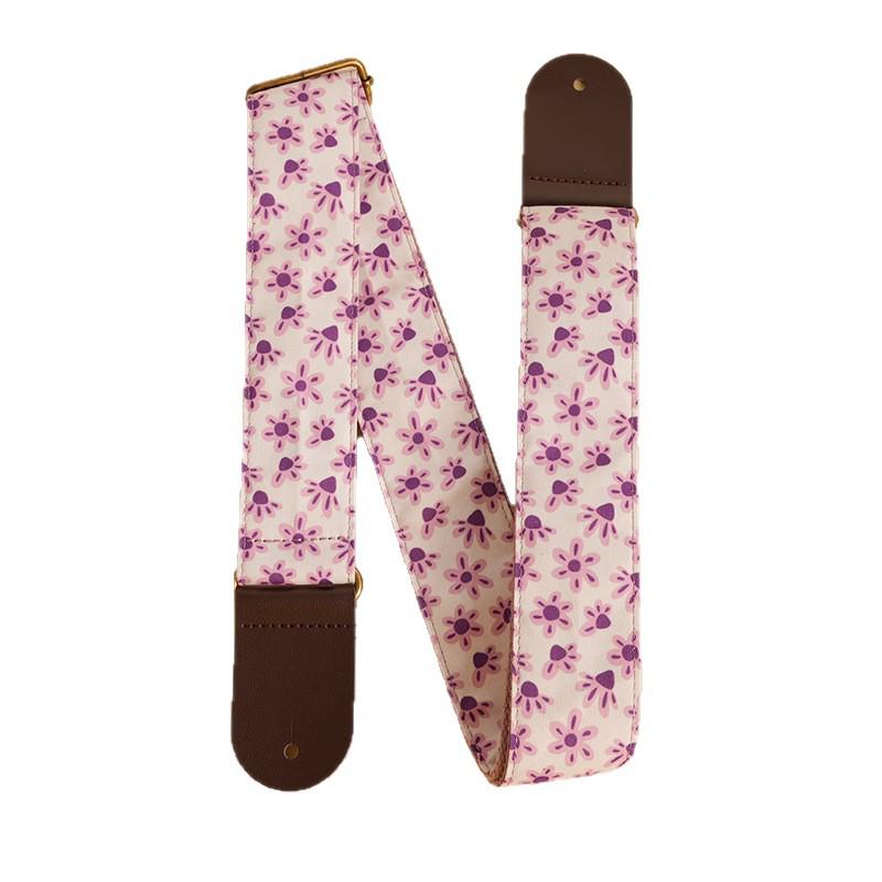 Spot Purple Paw Print Cotton Guitar Strap with Retro Buckle