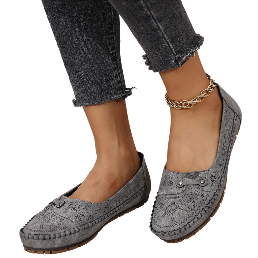 Women's Casual Loafers Slip On Flats Round Toe Comfortable Walking Shoes Soft Sole Flexible Outsole Lightweight Design