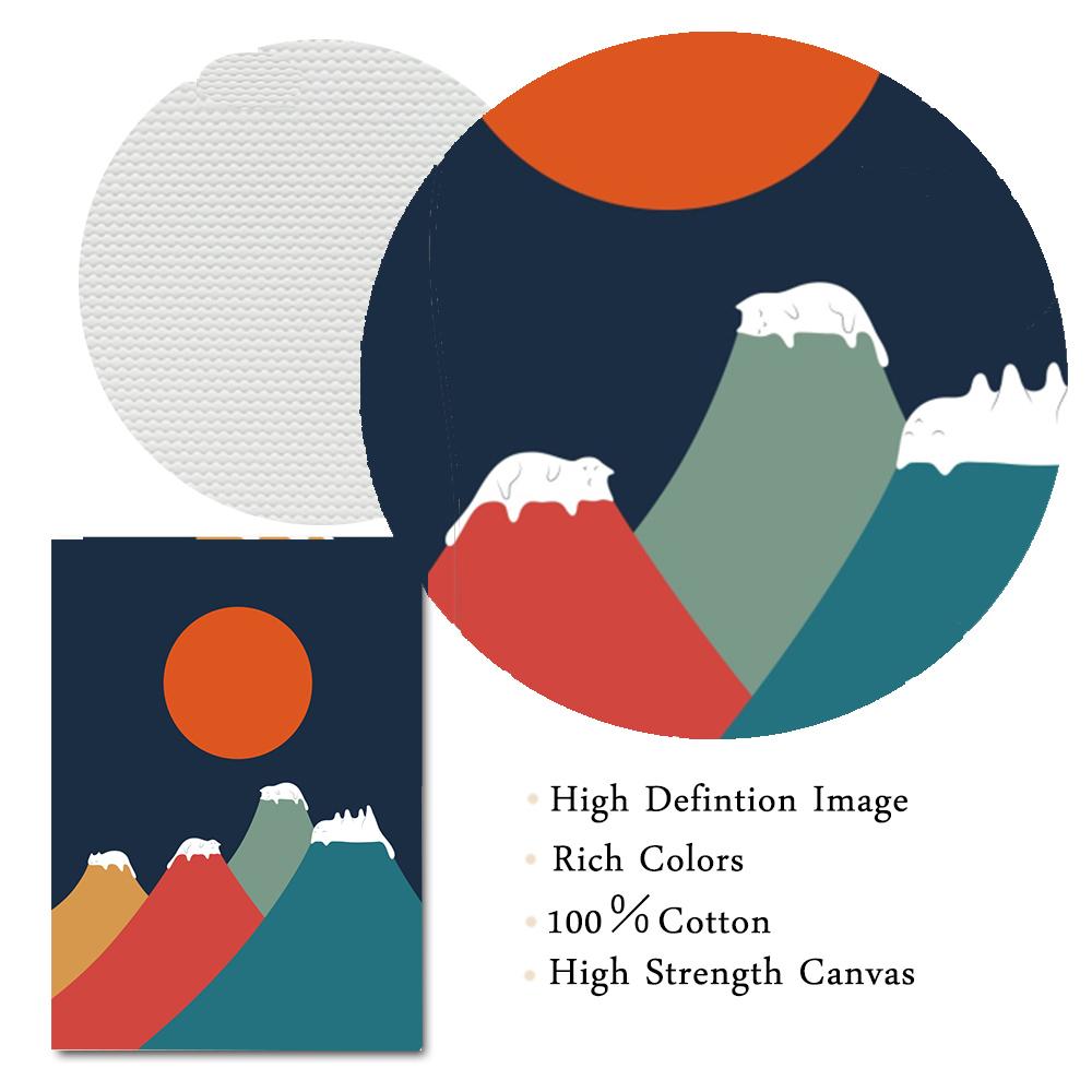 Abstract Animal Cat Landscape Wall Art Poster and Printing Big Wave Canvas Painting Mountain Sun Picture