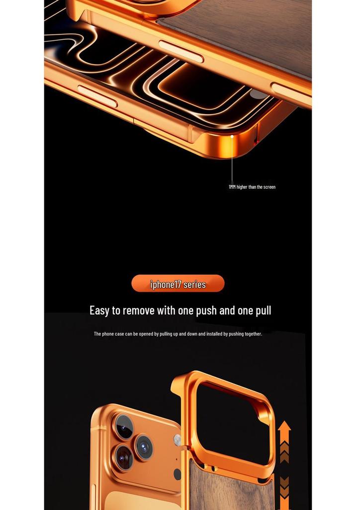 Walnut ProMax 16/15 Original Wood Magnetic Suction Phone Case with Aroma Metal Borderless Protection