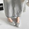 2025 spring and summer new French outer wear one-pedal ballet shoes women's versatile shallow bow flat shoes