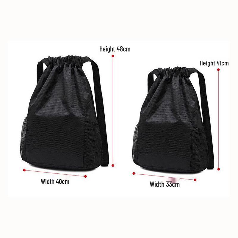 Water-Resistant Foldable Large Capacity Drawstring Sports Backpack with Logo Print for Fitness and Basketball