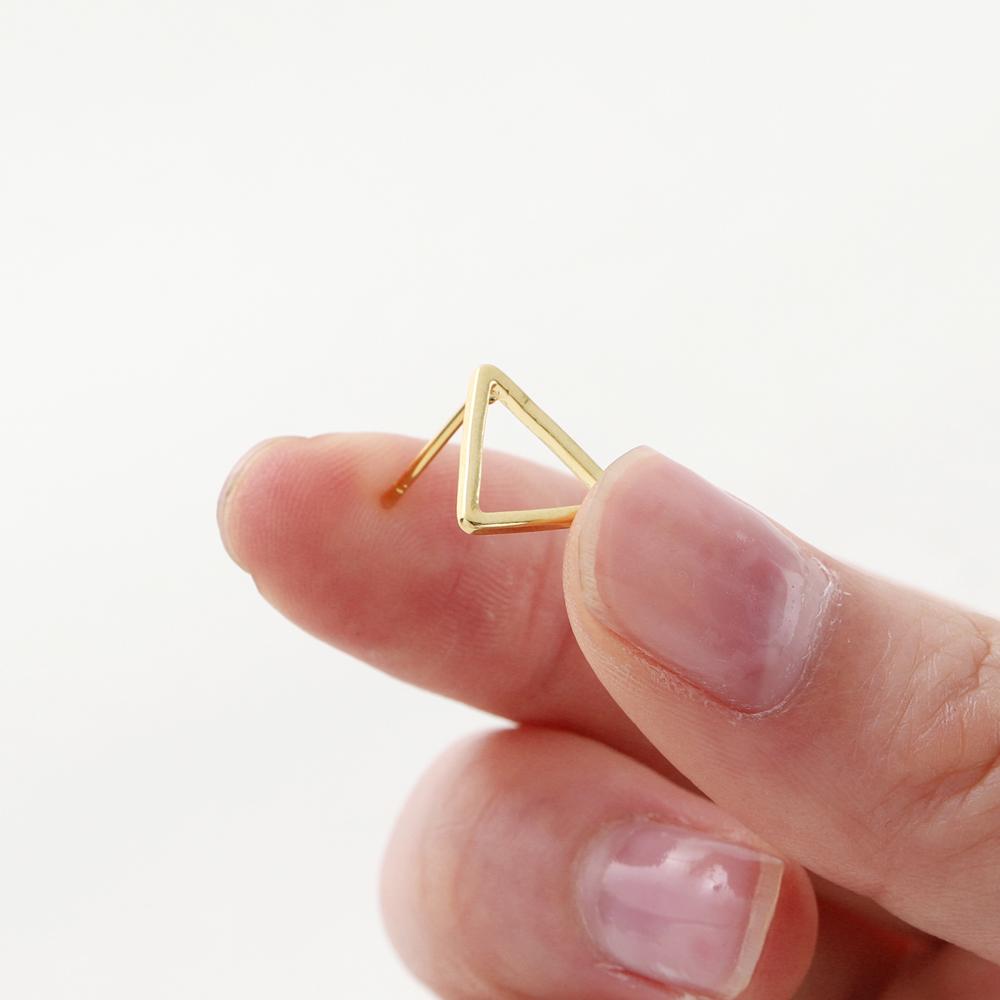 10PCS 14K 18K Gold Plated Brass Earring Triangle Hollow Shape Stud Earrings Hook For DIY Jewellery Making Supplies