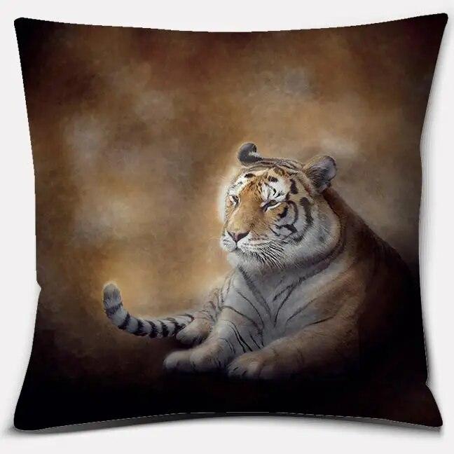 Tiger Lion Series Pillowcase Living Room Sofa Car Seat Cushion Cover Children's  Office Home Decoration Hug
