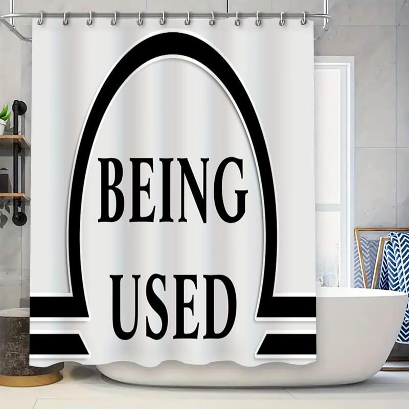 

Being Used Shower Curtain Modern Black White Bathroom Decor Removable Polyester Waterproof Bath Mat Cover For Home Decoration (W W60H190(CM)-1 Pcs
