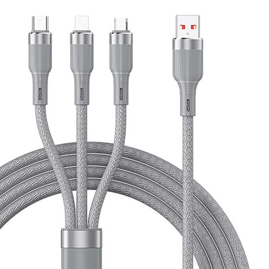100W 3'ü 1 Arada Veri Kablosu Hızlı Şarj 6A Maksimum Pil Koruması Type-C/Micro USB/8-Pin Verimli Şarj Kablosu