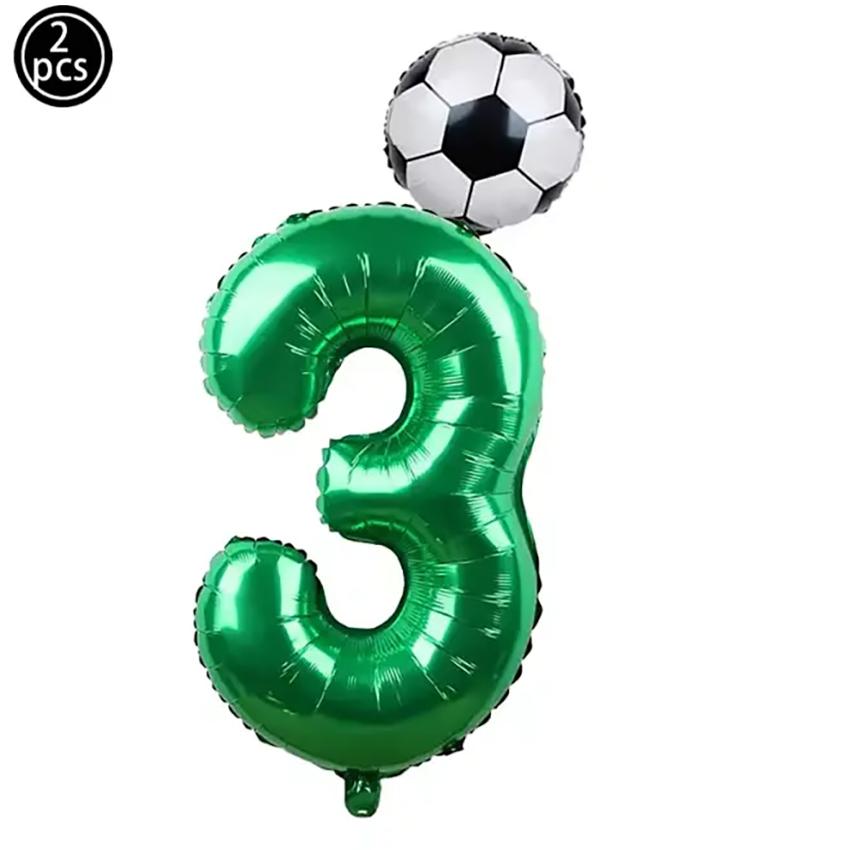 2pcs 32inch Green Number Foil Ballons 10Inch Soccer Helium Ballons Football Kids Birthday Parti Sports Themed Party Decoration
