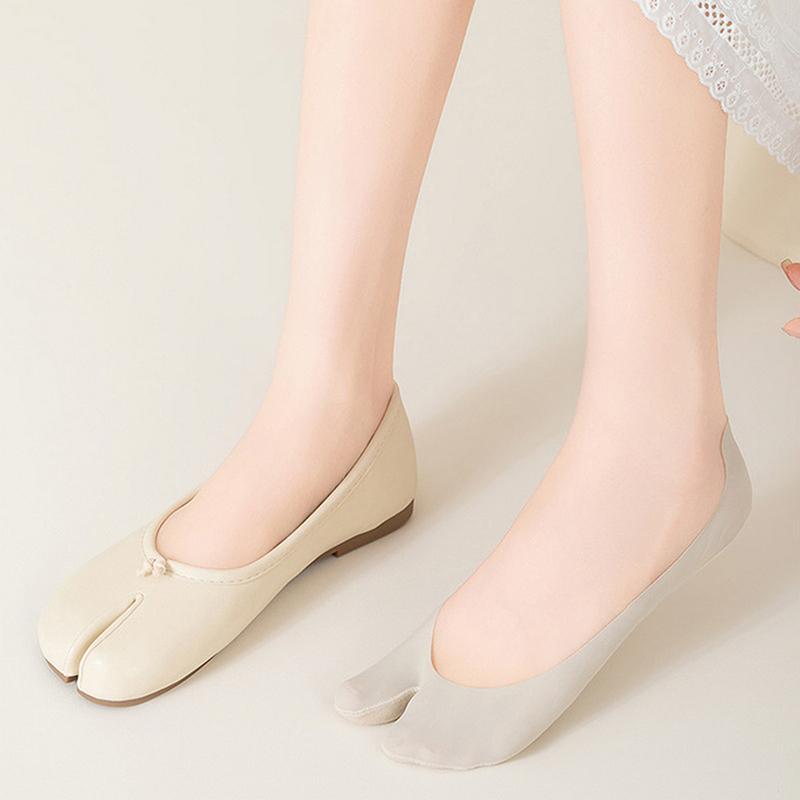 Ultra Thin Split Toe Socks Summer Outdoor No Show Tabi Two Toe Socks Invisible Liner Boat Ankle Toe Socks For Women Ladies