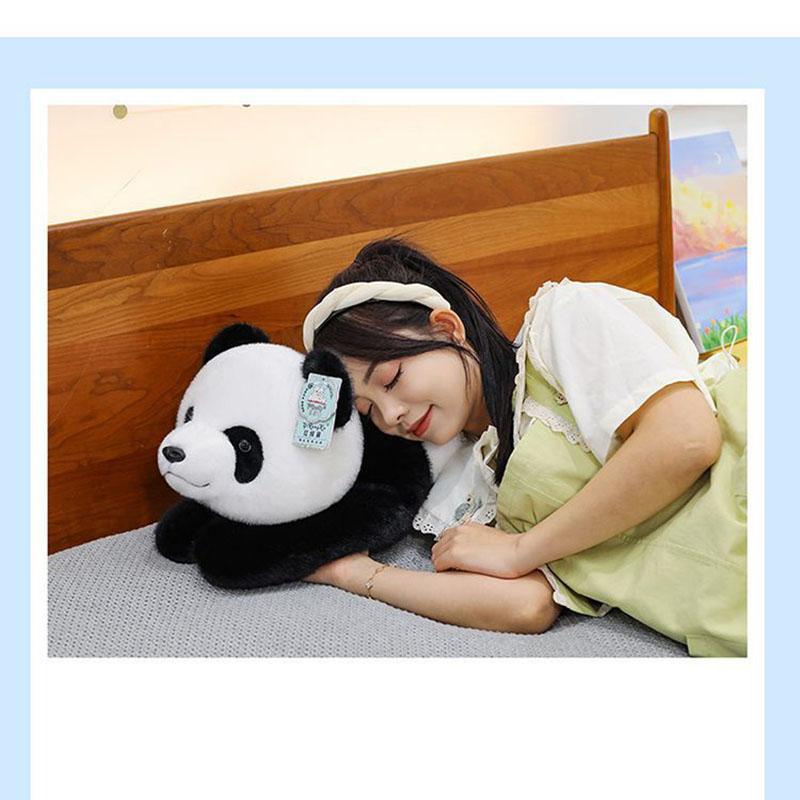 Squishy Lying Panda Plush Pillow Fluffy Stuffed Panda Toy With Multi Sizes For Kids Room Decoration Comfortable Panda Cushion