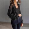 European & American Women's Lace Puff Sleeve Pleated Shirt