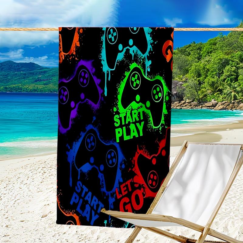 Ultra-Soft Beach Towel with Game Controller Theme,Ideal for Pool - Camping, Diving - Perfect Travel Essential, Vibrant Beach Towel.