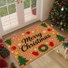 [2D FLAT] Merry Christmas Gloves Wreath Cane Candy Ball Christmas Tree Snowflake Doormat Non-Slip Durable Flannel Mat 1.02cm Sponge Thickness Machine 