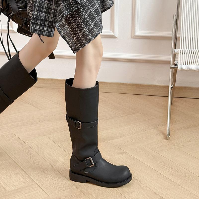 Boots Women's Western Cowboy High Boots Platform Martin Boots New Coarse Heel Maillard Boots Brown Chelsea Boots
