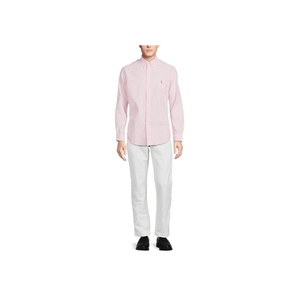 Polo Ralph Lauren Logo Embroidered Slim Fit Long Sleeve Shirt Men shirts Pink 710953704-001