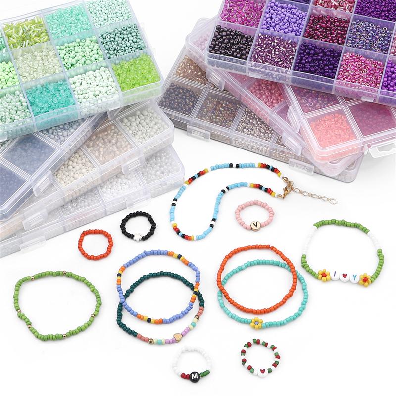 Seed Beads Kit Loose Bead Tube Beads Set with Box for DIY Jewelry Beaded Necklace Bracelet Earring Making Kit