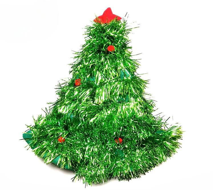 Tinsel Christmas Tree Hat on 1pc Headband Father Christmas Xmas Party Santa Fancy Dress Costume Hat Christmas Hat
