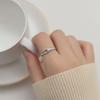Elegant Hollow Titanium Steel Ring with Long Bar Diamond Design Fashion Jewelry