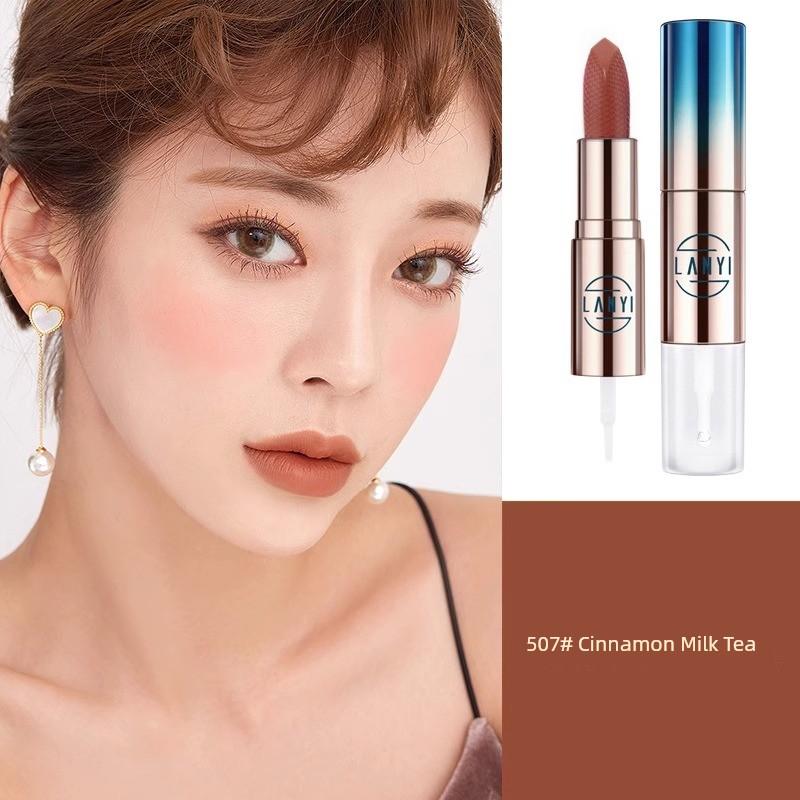 Non-Fading No Stain on Cup Milk Tea Cameo Brown Lipstick Raincoat Matte Plain White Long Lasting Waterproof Cinnamon Milk Tea Color