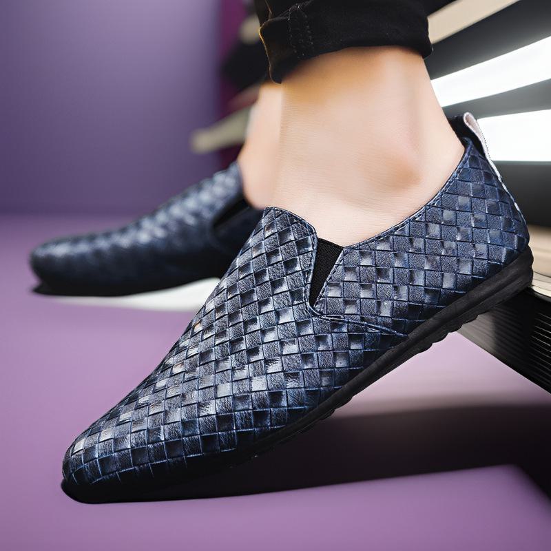 

2024 Осень Мягкая Подошва Молодежная Слип-Он Повседневная Мужская Кожаная Обувь - Дышащая, Универсальная, Тканая 42 (Runs Small)