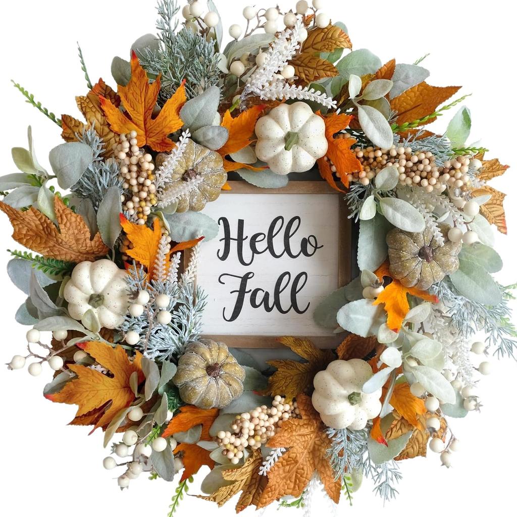 Thanksgiving Christmas Wall Decoration Wreath Frost Leaf Pumpkin Autumn Color Wreath Pendant Maple Leaf Asia