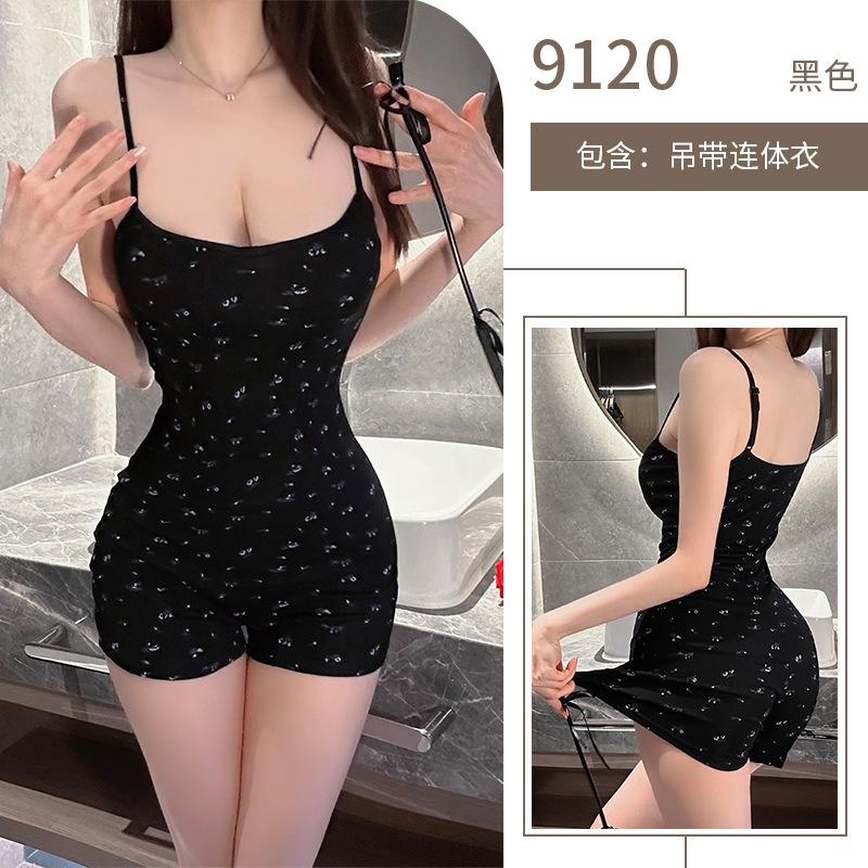 Sexy lingerie retro slim jumpsuit shorts black floral girl sexy summer babes suit