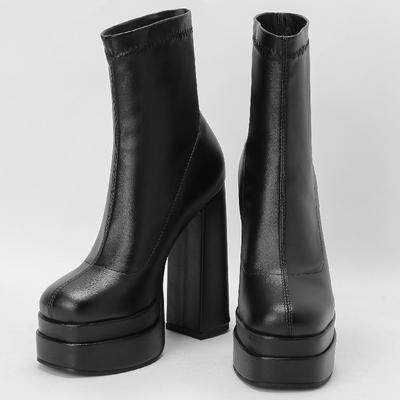 Elastic Women's Ankle Boots Autumn Winter Shoes Black White Short Boots High Heel Thick Punk Style Platform Party Shoes Lady