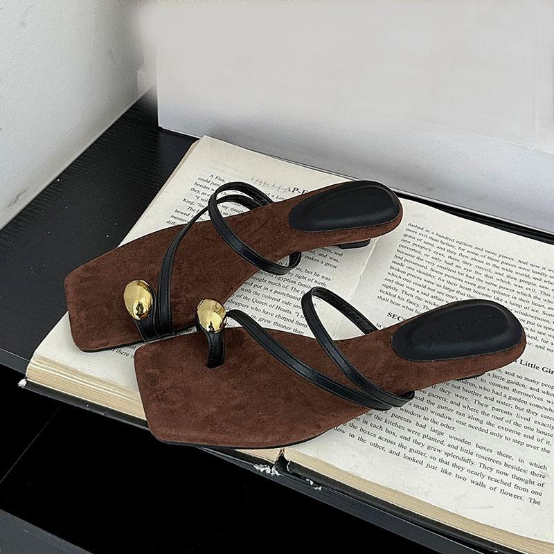 Fashion Fashion Metal Ladies Wedges Slippers Shoes Summer Beach Female Slides Women Low Heel Wedges Slippers Sandals Shoes Flip Flops