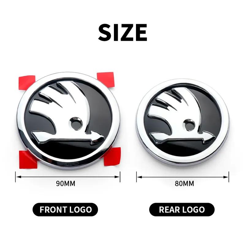 80mm 90mm ABS Emblem For Skoda Fabia 1 2 Octavia A7 RS Superb Rapid Yeti Karoq Vision Car Head Front Rear Boot Tailgate Sticker