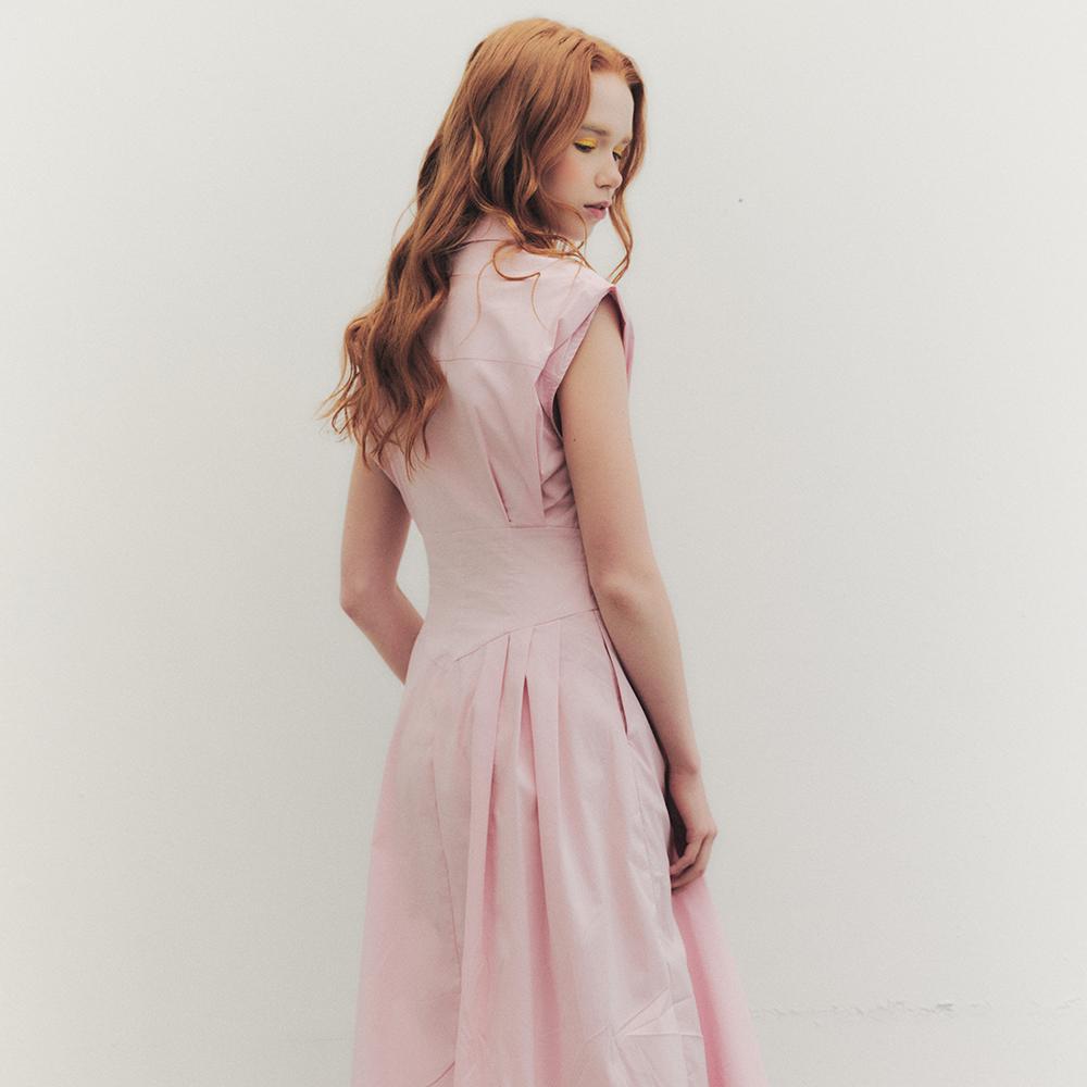 Wednesday Delight Wed_French Collar Shirts Dress_Pink
