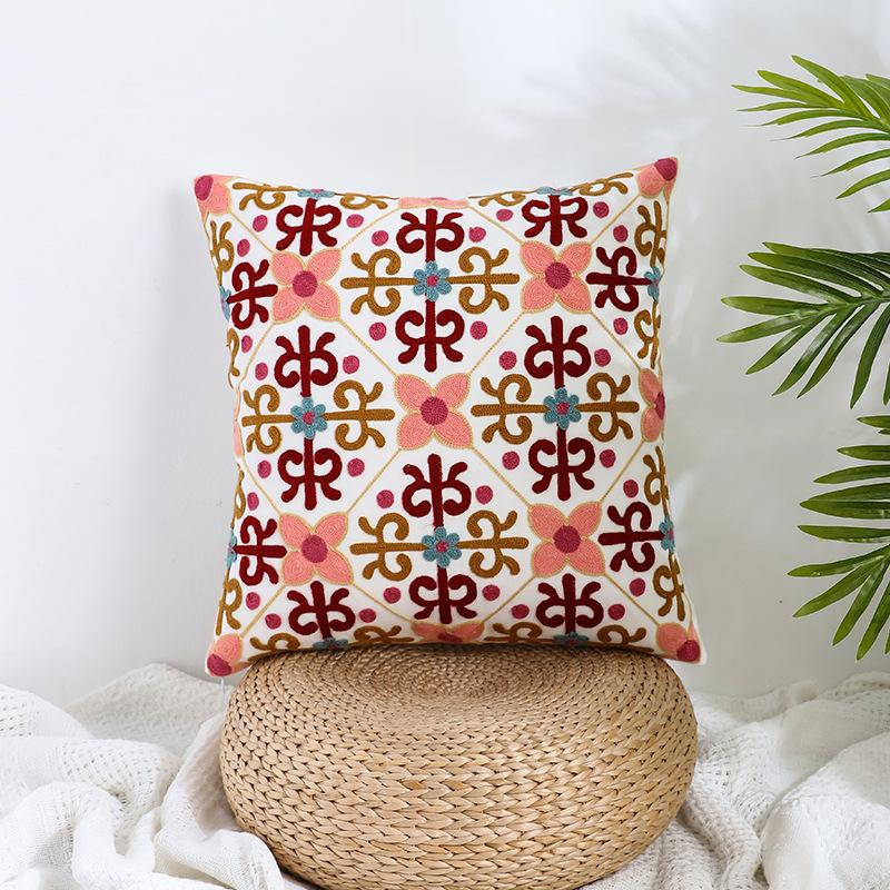 Ins Floral Embroidery Pillow Case Living Room Sofa Decoration Flower Bedroom Bedside Pillow