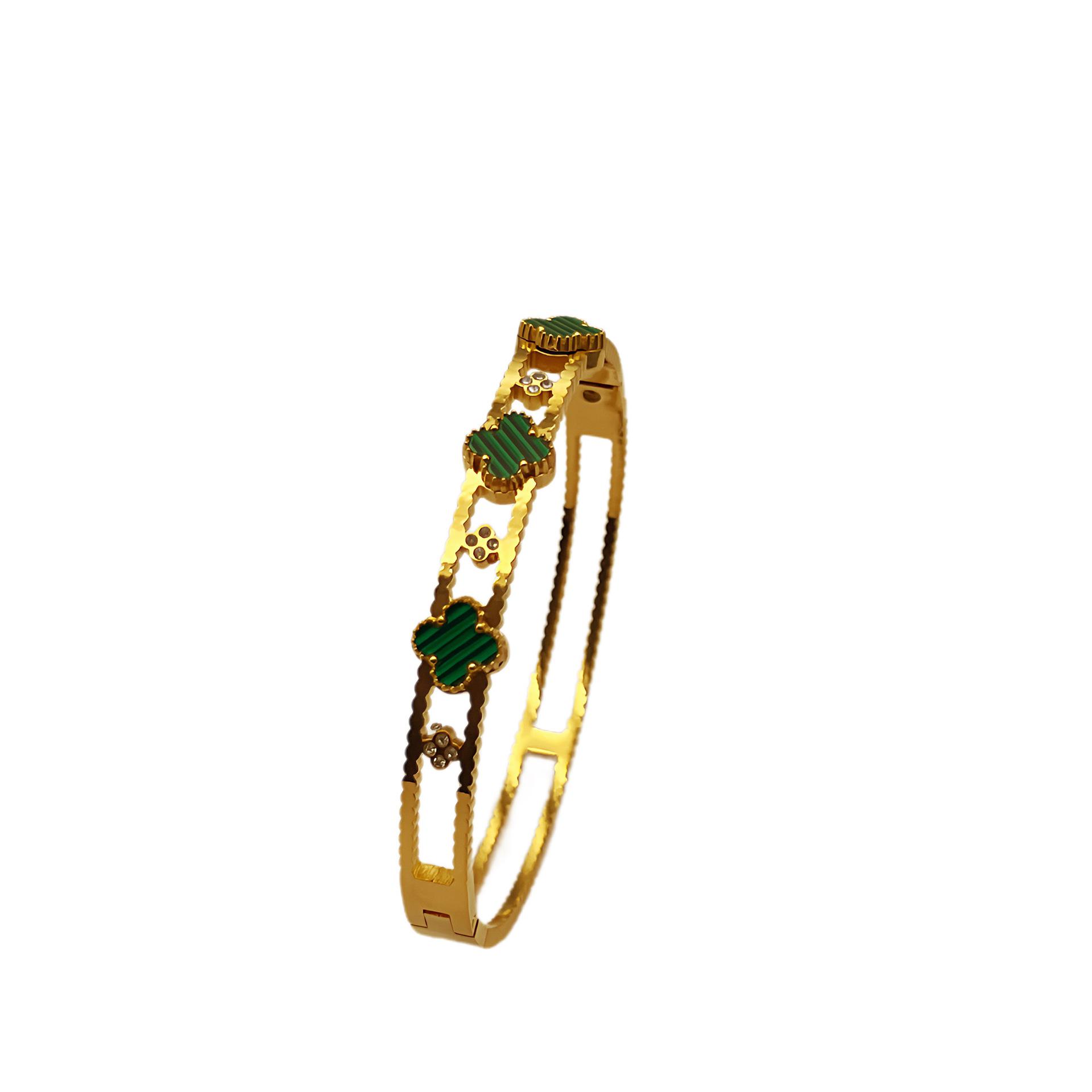 

Золотой браслет-клевер с четырьмя лепестками в корейском стиле для женщин зелёный