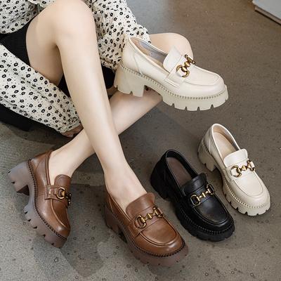 Leather Thick Bottom Loafers Vintage Single Shoes Loafers