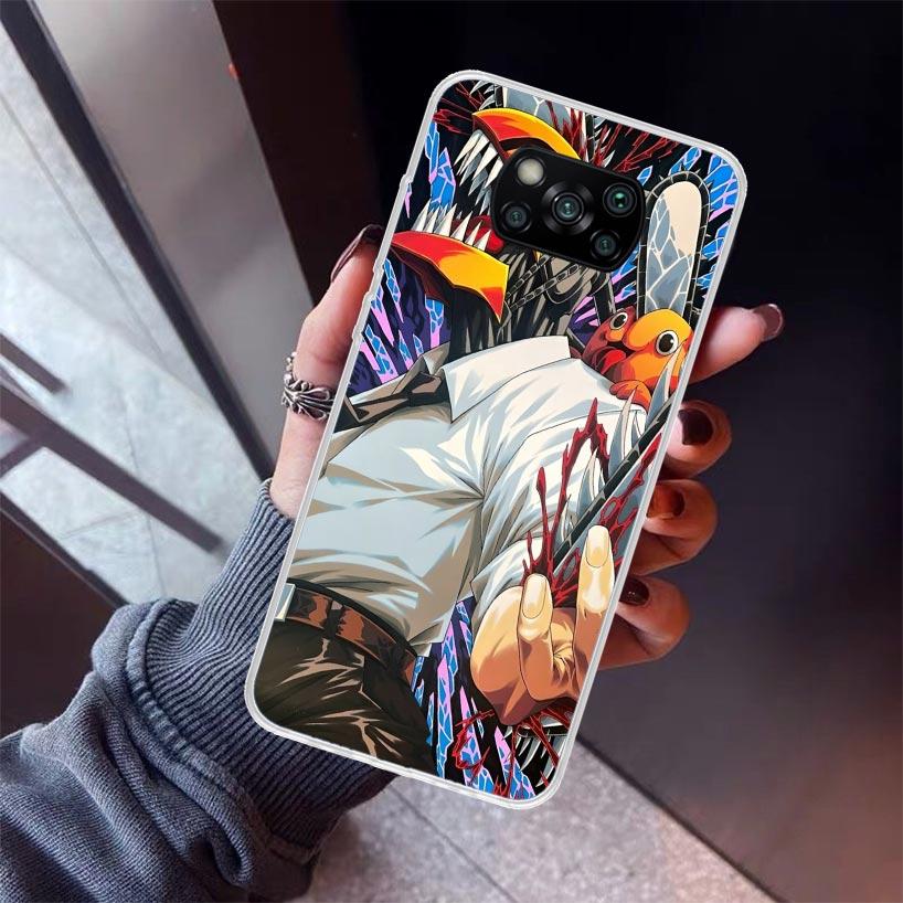 C-Chainsaw Mans Denji Phone Case For Xiaomi Poco X7 X6 X5 Pro F7 Ultra Redmi 15C 15 13 13C 12 12C 10 10A 10C 9 9A 9C 9T Shell Po