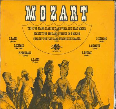LP Record MOZART F. RADOS B. KOVACS P. PON  Trio For Piano Clarinet And Viola I SLPX11422 QUALITON 1969 Hungary Classical Used