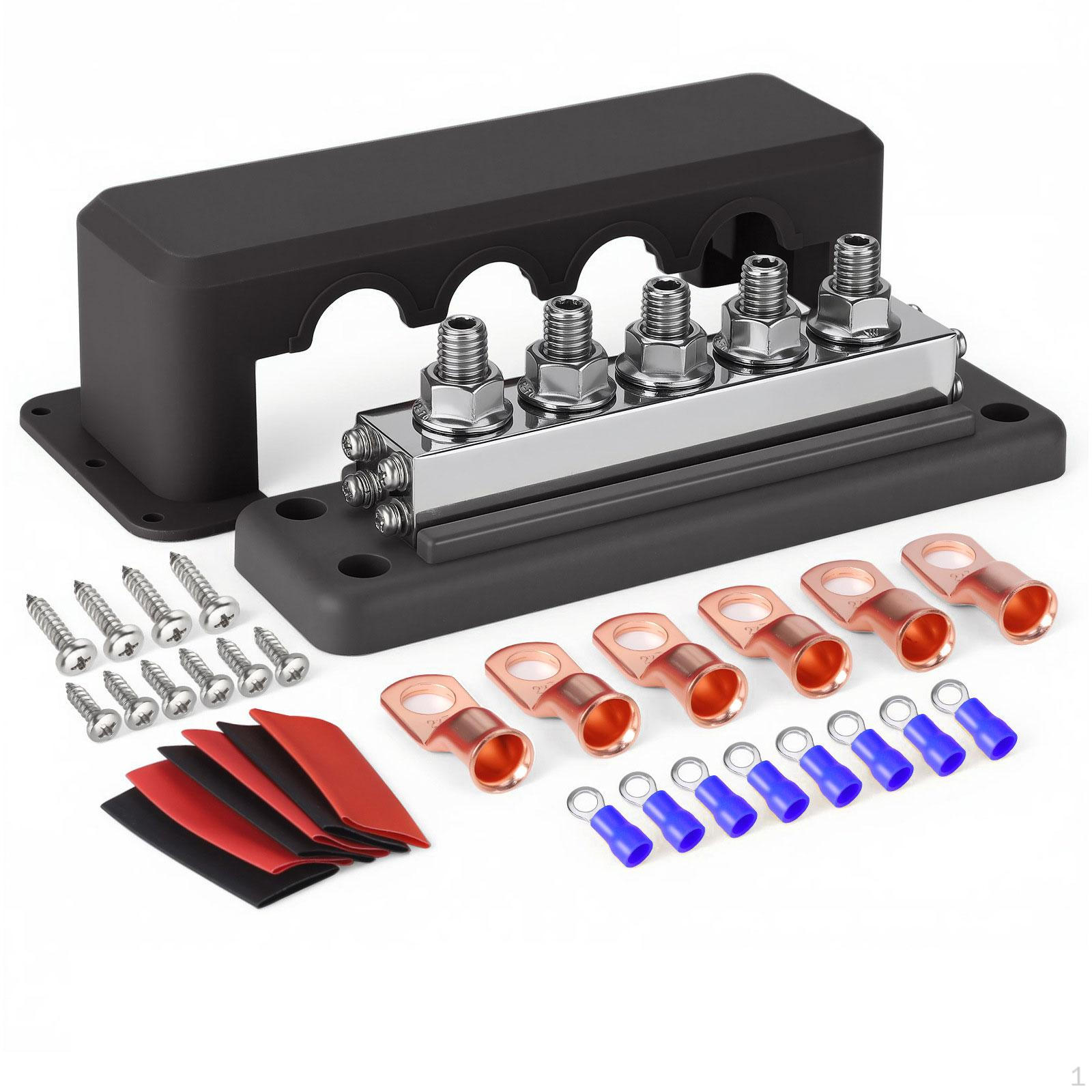 

600А Распределительная коробка шин аккумулятора M10 Блок распределения питания для автодома чёрный