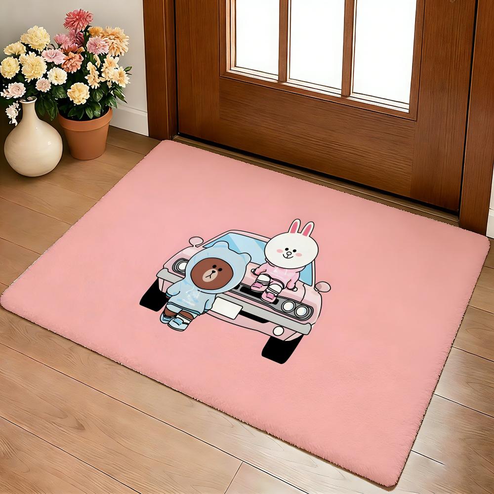 Anime L-LINE F-FRIENDS Floor Mat Cozy Flannel Soft Thick Non-Slip Mat For Living Room Bedroom Kitchen Decor Rugs