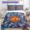 Set Lenzuola Stampato Manchester United 3 Pezzi Morbido Delicato sulla Pelle Lavabile Copripiumino e Federe Set Tutte le Stagioni Camera da Letto