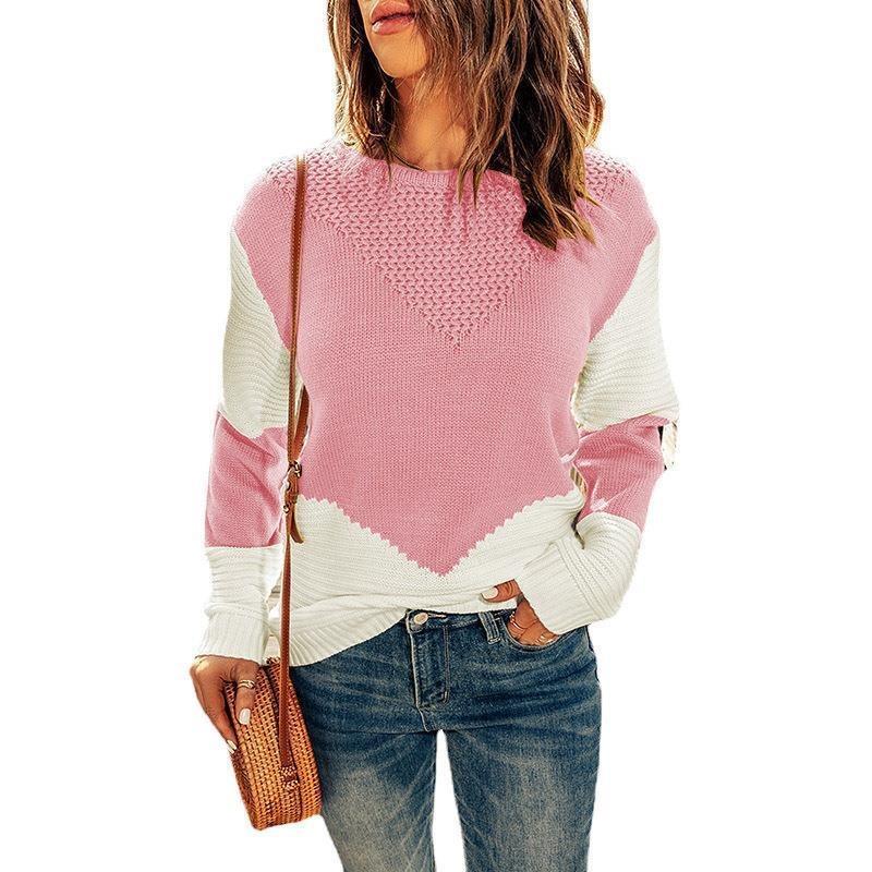 Women S Crew Neck Long Sleeve Pullover Knit Sweater Vintage Winter Top