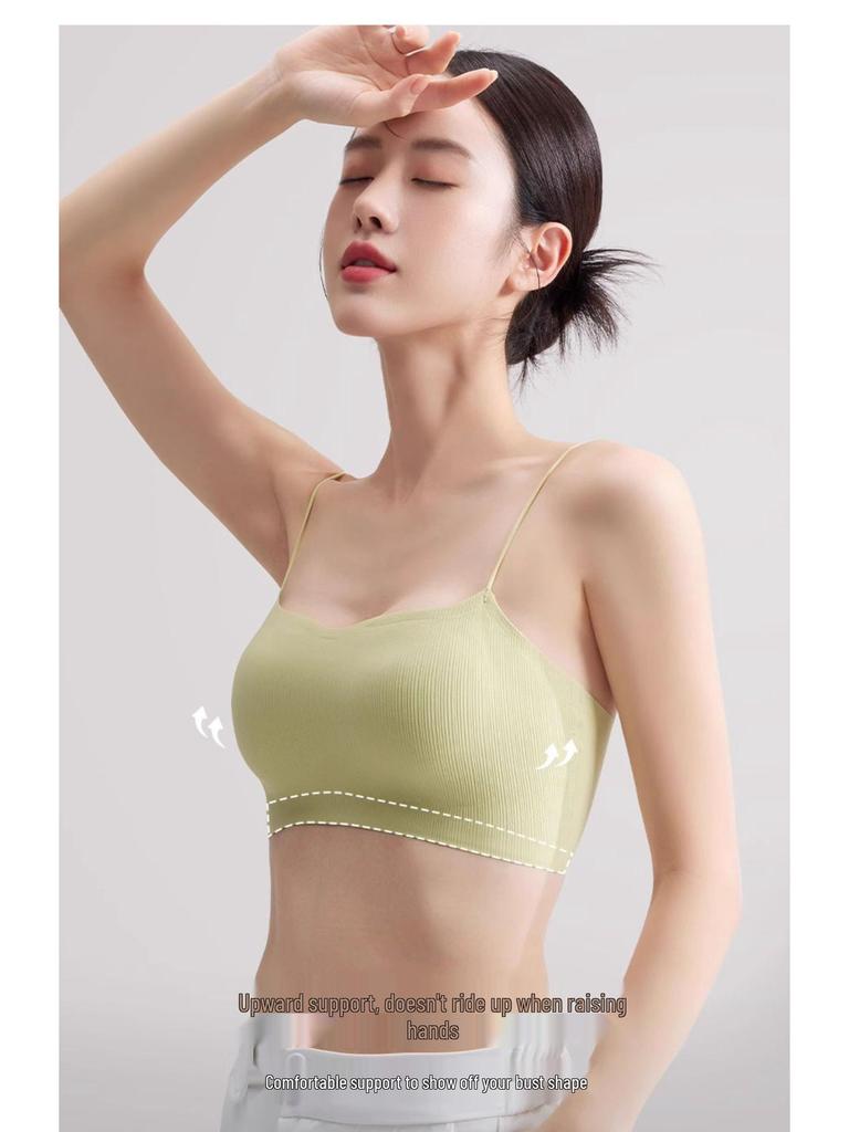 Women's Strapless Integrated Sports Bra Vest - Anti-Exposure, Thin Straps, 2024 Summer Collection