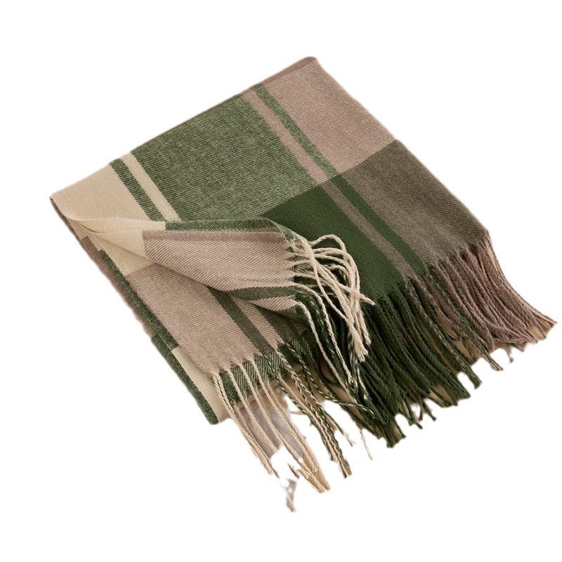 New British Style Imitation Cashmere Tassel Scarf for Girls High End Cold Proof and Warm Scarf