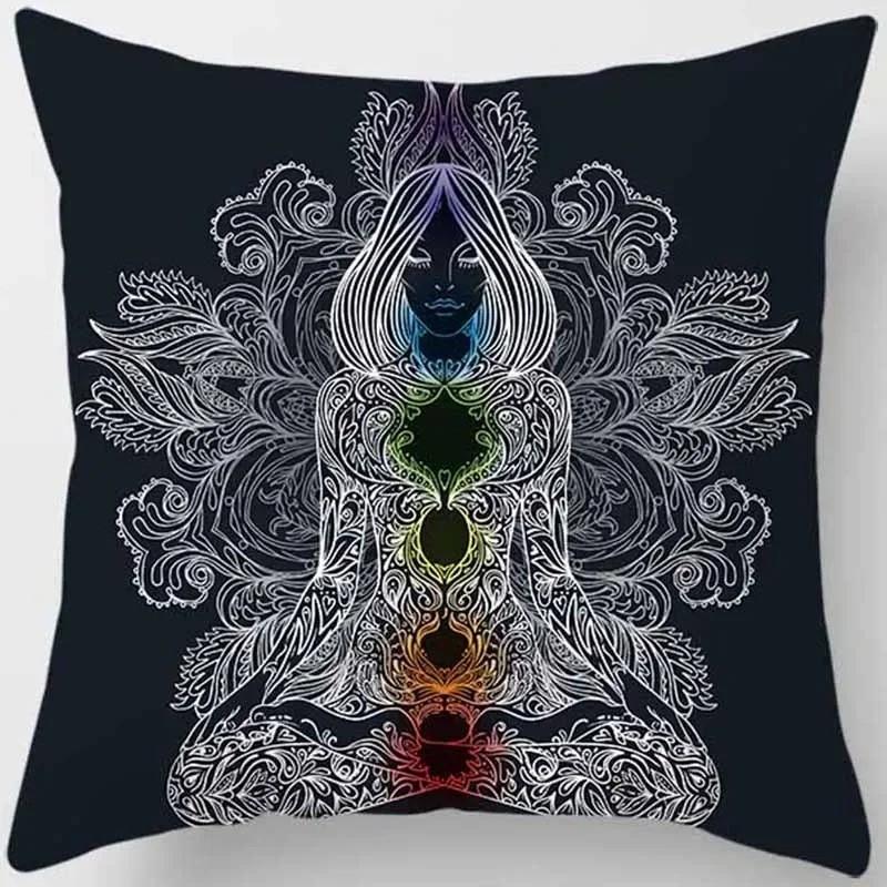 Exotic Hand Elephant  Woman Mandala Pillows Pattern Cushion Cover Suitable For Sofa Bedroom Car Pillow Cover