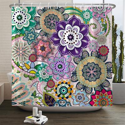 Bohemian Style Shower Curtains Mandala Boho Flowers and Plants Printing Bathroom Curtains Waterproof Polyester Bath Curtain