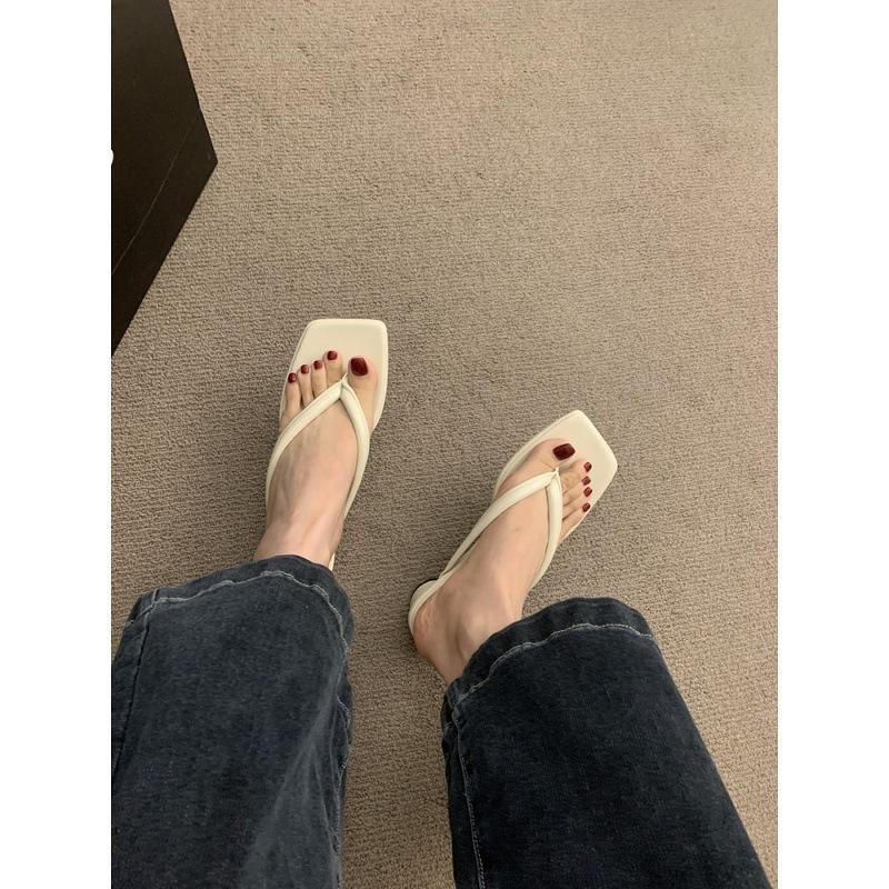 Französische Sandalen dicker Absatz silberne Sandalen Rock 2025 mit Zehensandalen Oberbekleidung Damen Strand Sommer neu