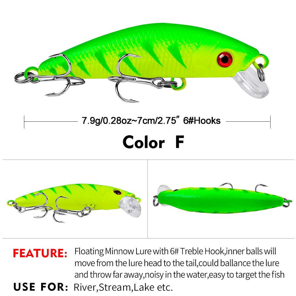

7 см подводная приманка для рыбы, приманка для пресноводного окуня, приманка 7,9 г, биомиметическая пластиковая твердая приманка 8#