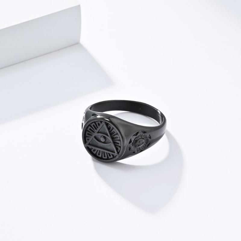 Ancient Egyptian Vintage Aged Eye of Horus Titanium Steel Ring for Mens Gold Fashion Jewellery