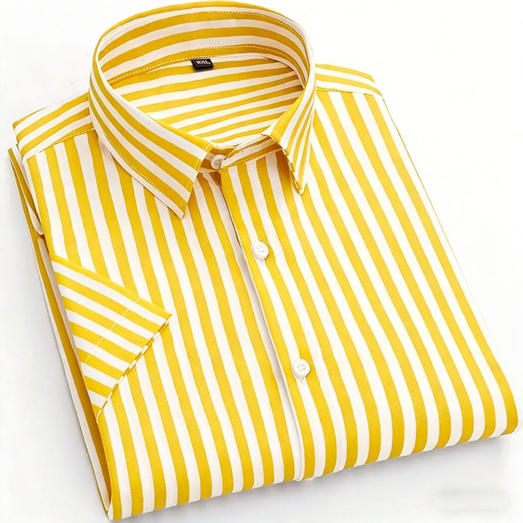 9 Colors Men's Short Sleeve Shirts Striped Business Shirts Formal Shirts Daily Wear Large Sizes XS-6XL