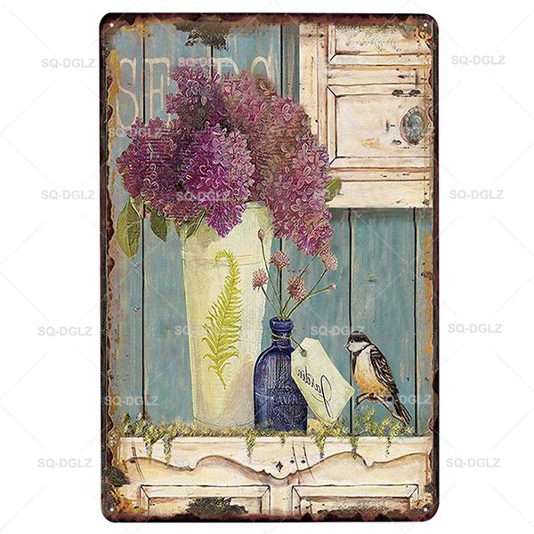 SQDGLZGarden Rules Metal Sign Vintage Metal Plaque Plates Decor For Pub Bar Home Wall Decor Tin Signs Flower Poster Gift