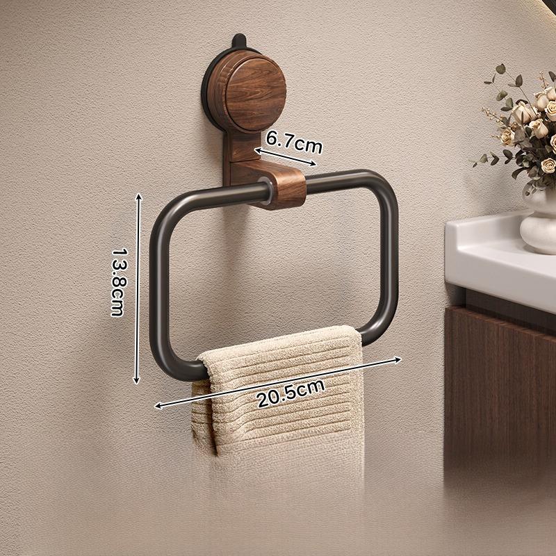 Suction Cup Walnut Towel Rack Medieval Style Punch-free Wall-mounted Bathroom Towel Ring Bathroom Towel Hanging Rack